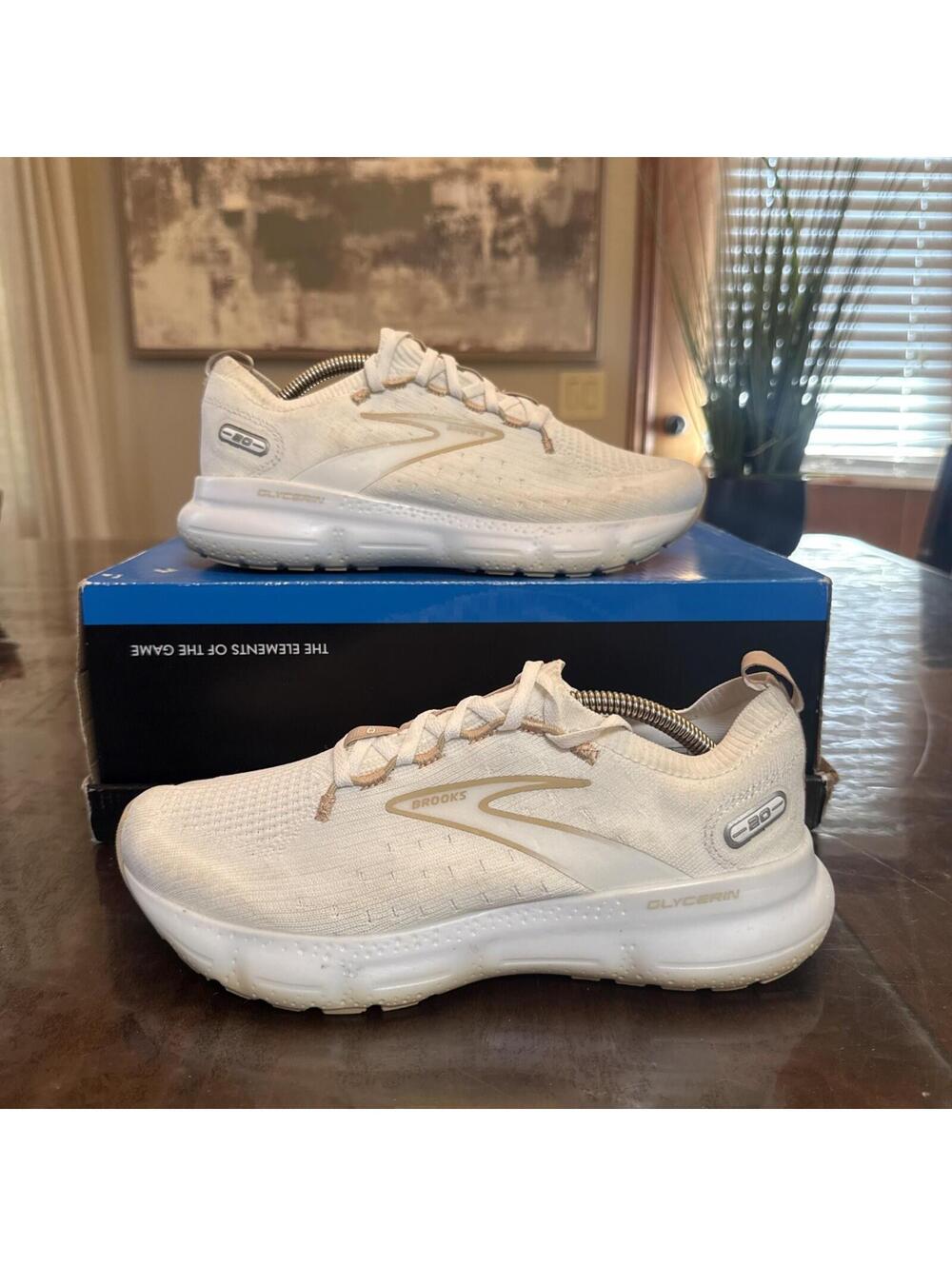 Brooks Glycerin StealthFit 20 White Khaki Women Running Shoes 1203721B122